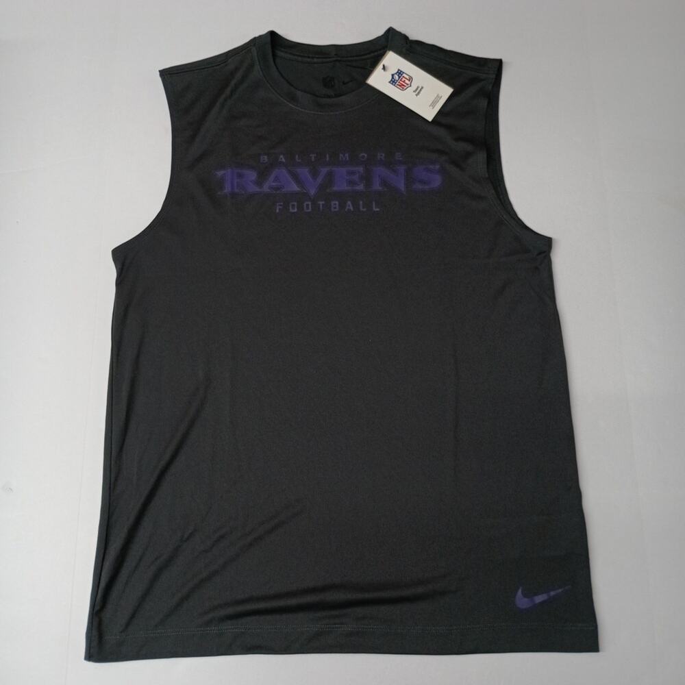Nike Baltimore Ravens Shirt Size M Gray Dri-Fit Tank Top Sleeveless NFL Football